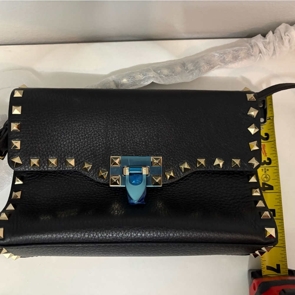 Valentino Black Leather Rockstud Crossbody with Gold Hardware - Picture 6 of 7